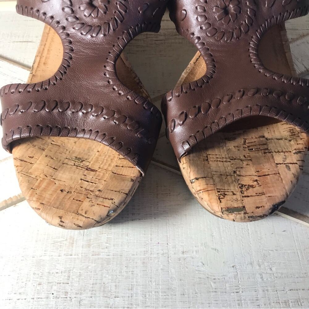 Jack Rogers Emilia wedge sandals cognac brown sz 9.5M cork espadrille summer - Picture 3 of 8